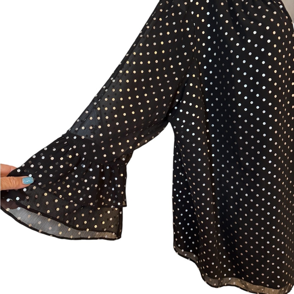 Talbots Gorgeous Black Blouse w/Sparkle Fluted Sleeves PLUS: 3X #U - Picture 3 of 7